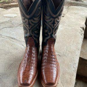 Nocona Men's Cognac Caiman Western Cowboy Boot Square Toe 9D - MD8603